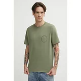 Marc O'Polo Bombažna kratka majica moška, zelena barva, 423201251066