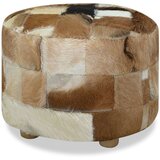 vidaXL Tabure iz pravega usnja okrogel 50x50x45 cm | Shoptok.si