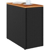  Vrtni bočni stol s drvenom pločom crni 58x27,5x55 cm poli ratan | shoptok.hr