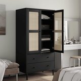 Komoda SENJA crna izgled ratana 90x55x175 cm masivna borovina | shoptok.hr