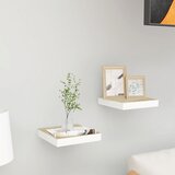 Maison Chic 2 kosi Stenske Police - Viseče police barva hrasta in bela 23x23,5x3,8 cm MDF, (21794054) | Shoptok.si