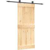  Klizna vrata Prirodna i crna 85 x 210 cm Čvrsta borovina Smeđa 183 x 5.5 x 210 cm | shoptok.hr
