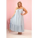 Kesi Włoski Plus Size women's dress with straps and ruffle light denim | Shoptok.si