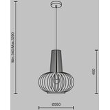 MAYTONI MOD193PL-01W - Viseći luster na sajli ROOTS, 1xE27/40W/230V, prečnik 22,5 cm, bež | Eponuda.com