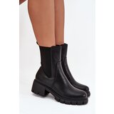 Boto Women's Block Heeled Eco Leather Boots Black Kyra | shoptok.hr