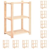 vidaXL Stojalo 3-nadstropno 10 kosov 60x38x90 cm trdna borovina 150 kg Cene
