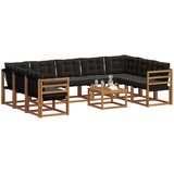  Set vanjskih sofa s jastukom 10 pcs Prirodna i crna | shoptok.hr