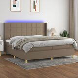 Maison Chic Box spring postelja - Vzmetna postelja z vzmetnico LED taupe 200x200 cm blago SL21831, (21892611) | Shoptok.si