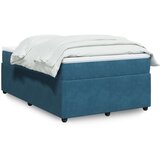 vidaXL Box spring postelja z vzmetnico temno modra 120x200 cm žamet | Shoptok.si