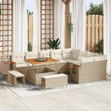 vidaXL 12-dijelni vrtni set sofa s jastučićima bež poli ratan akacija | shoptok.hr