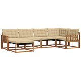 Set vanjskih sofa 6 kom. Prirodna i bež Čvrsto drvo akacije | shoptok.hr