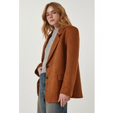  Women's Tan Premium Suede Blazer Jacket | Shoptok.si