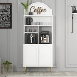 Hanah home komoda lyon 80 - white, gold whitegold coffee bar cabinet