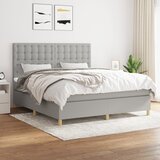 The Living Store Box spring postelja z vzmetnico svetlo siva 160x200 cm žamet - Box Spring Postelja, (21491565) Cene