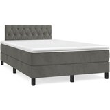 vidaXL Box spring postelja z vzmetnico LED temno siva 120x190 cm žamet Cene