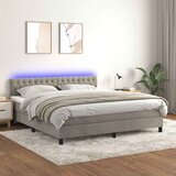  box spring s madracem LED svjetlosivi 160x200 cm baršun | shoptok.hr