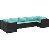  7-dijelna vrtna garnitura od poliratana s jastucima crna | shoptok.hr