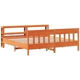 vidaXL Posteljni okvir z vzglavjem voščeno rjava 200x200 cm borovina, (21304256) Cene