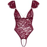 Cottelli - čipkasti perlasti bodi (rdeč) - M | Shoptok.si