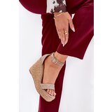 Boto Wedge Sandals For Women With Braiding Khaki Adelio | Shoptok.si