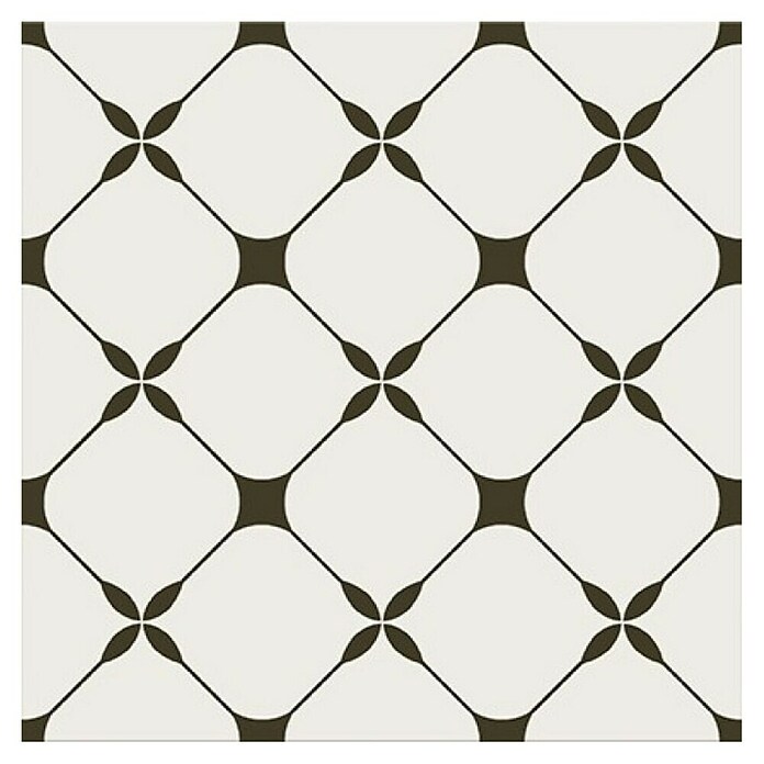 Talne ploščice Flower Frame Black & White (29,8 x 29,8 cm, Črna/Bela, Mat)