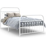  The Living Store Kovinski posteljni okvir z vzglavjem in vznožjem bel 100x200 cm - Posteljni Okvir, (21529847) | Shoptok.si