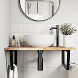  Zidna polica za umivaonik od čelika i masivnog bagremovog drva Smeđa 80 x 60 x 2 cm | Shoptok.si