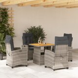  The Living Store Vrtna jedilna garnitura 5-delna z blazinami siv poli ratan - Vrtna Jedilna Garnitura, (21479765) | Shoptok.si