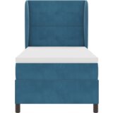 Box Spring Krevet s Madracem u Tamno Plavoj 90x200 cm Baršun | shoptok.hr