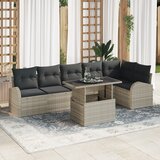 vidaXL 7-delni vrtni kavč s blazinami svetlo siva poly ratan | Shoptok.si