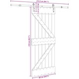 Klizna vrata NARVIK Prirodna i crna 85 x 210 cm (213,5 cm) | shoptok.hr
