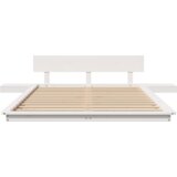 vidaXL Floor Krevet s Noćnim Ormarićima Bijeli 120x200cm Čvrsto Drvo | shoptok.hr