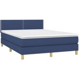  Box spring postelja z vzmetnico modra 140x200 cm blago | Shoptok.si