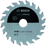Bosch List za kružnu pilu Standard for Wood (Promjer: 85 mm, Provrt: 15 mm, Broj zubi: 20 zubaca)
