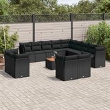 vidaXL 14-dijelni set vrtnih sofa s jastucima poliratan crni Cijene