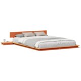 vidaXL Krevetna konstrukcija s noćnim ormarićima boje s voskom 140x200cm od masivnog drveta | shoptok.hr