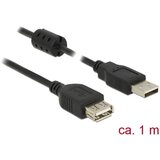 Delock USB kabel USB 2.0 USB-A vtič\, USB-A vtičnica 1.00 m črna s feritnim jedrom 84883, (20415724) | Shoptok.si