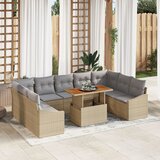 vidaXL 10 Djelni Vrtni Blagovački Set s Jastučićima Bež Poly Rattan Acacia | shoptok.hr