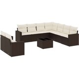 vidaXL 10-dijelni set vrtnih sofa od poliratana s jastucima smeđi | shoptok.hr