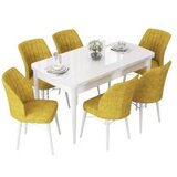 Hanah home set trpezarijski sto i 6 stolica nef white mustard | ePonuda.com