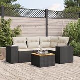 Maison Chic Seti vrtnega pohištva - Vrtna garnitura - Vrtni pohištvo set 5-delna z blazinami črn poli ratan, (21816869) | Shoptok.si