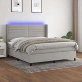  Krevet box spring s madracem LED svjetlosivi 160x200 cm tkanina Cijene