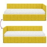 vidaXL Kotna postelja z vzmetnico z vzglavjem Rumena 90 x 190 cm Žamet | Shoptok.si
