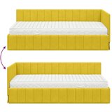 vidaXL Kutni okvir kreveta s madracem Žuta 90 x 190 cm Baršun | shoptok.hr