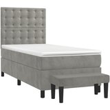 The Living Store Box spring postelja z vzmetnico svetlo siva 90x200 cm žamet - Box Spring Postelja, (21488684) | Shoptok.si