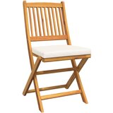  Zložljive vrtne stole s belimi blazinami 4kos Solid Acacia Wood | Shoptok.si