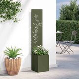vidaXL Privatnost u vrtu Cvjetni Maslinovo zelena 32 x 140 cm | shoptok.hr
