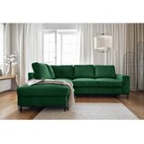 Miuform Temno zelena raztegljiva kotna sedežna garnitura iz rebrastega žameta (levi kot) Lofty Lilly – | Shoptok.si
