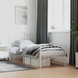 Maison Chic Kovinski Posteljni okvir - Enojna postelja - Postelja za odrasle z vzglavjem in vznožjem bel 80x200 cm, (21695613) | Shoptok.si