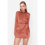 Trendyol Cinnamon Tie Detailed Satin Dress Cijene